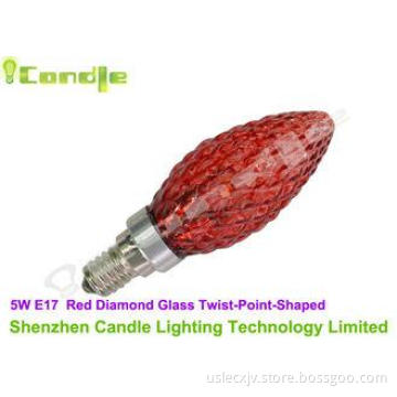 360 Red Diamond Glass High Lumen LED Bulb Candle Lights 5W